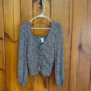 H&M Women’s Black & White Floral Crop Top Size M